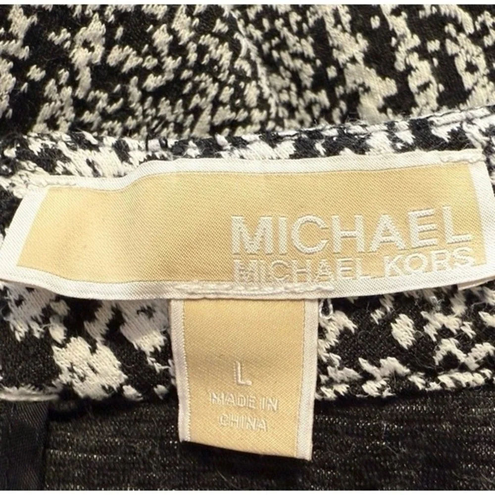 Michael Kors Black‎ White Plaid Mock Neck Sleeveless Tunic Top L Preppy 86-34